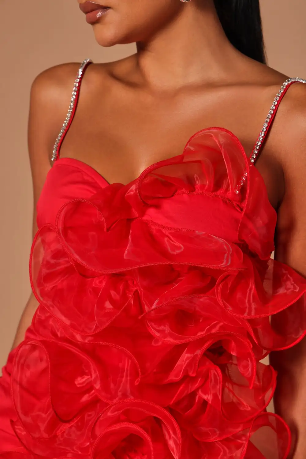 Giselle Ruffle Mini Dress - Red