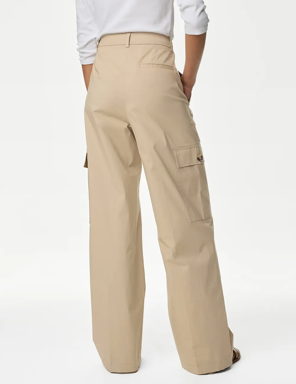 Cotton Rich Cargo High Waisted Trousers