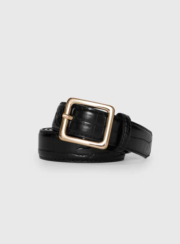Buckle Faux Leather Draped Belt