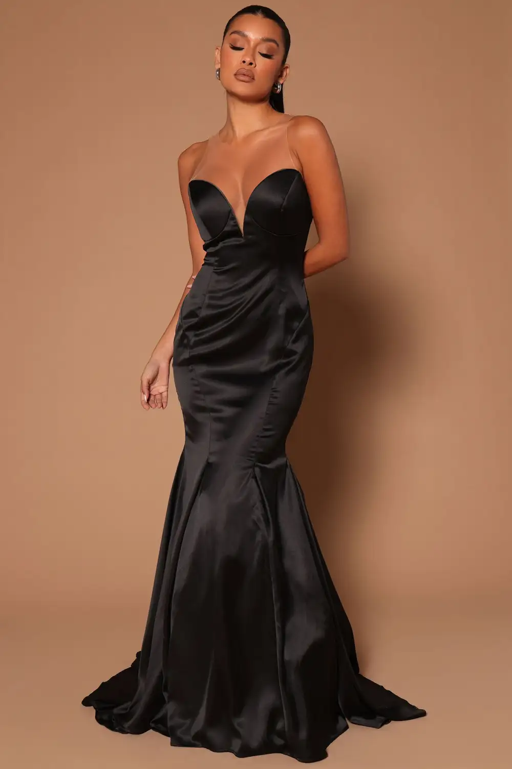 Daniella Satin Gown - Black
