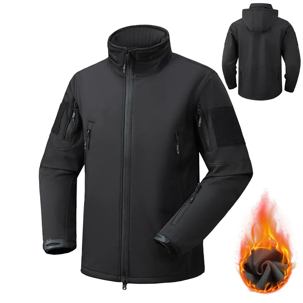 Men's Softshell Jacket Set Windproof Water-Resistant Fleece-Lined Durable