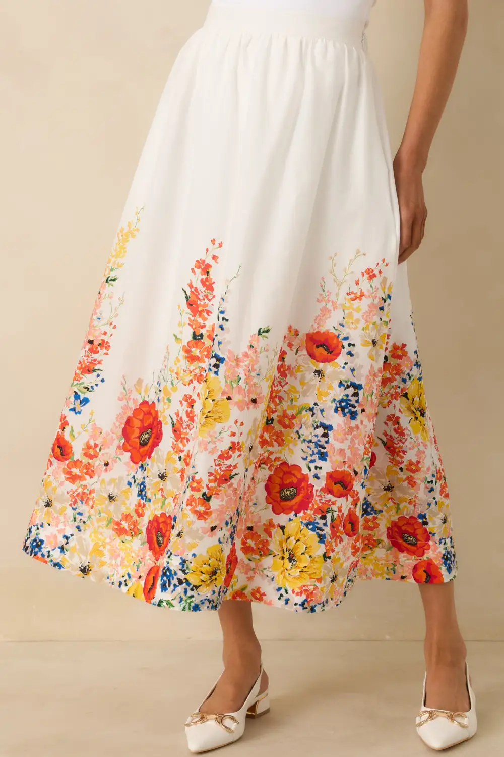 Multi Cotton Floral Maxi Skirt