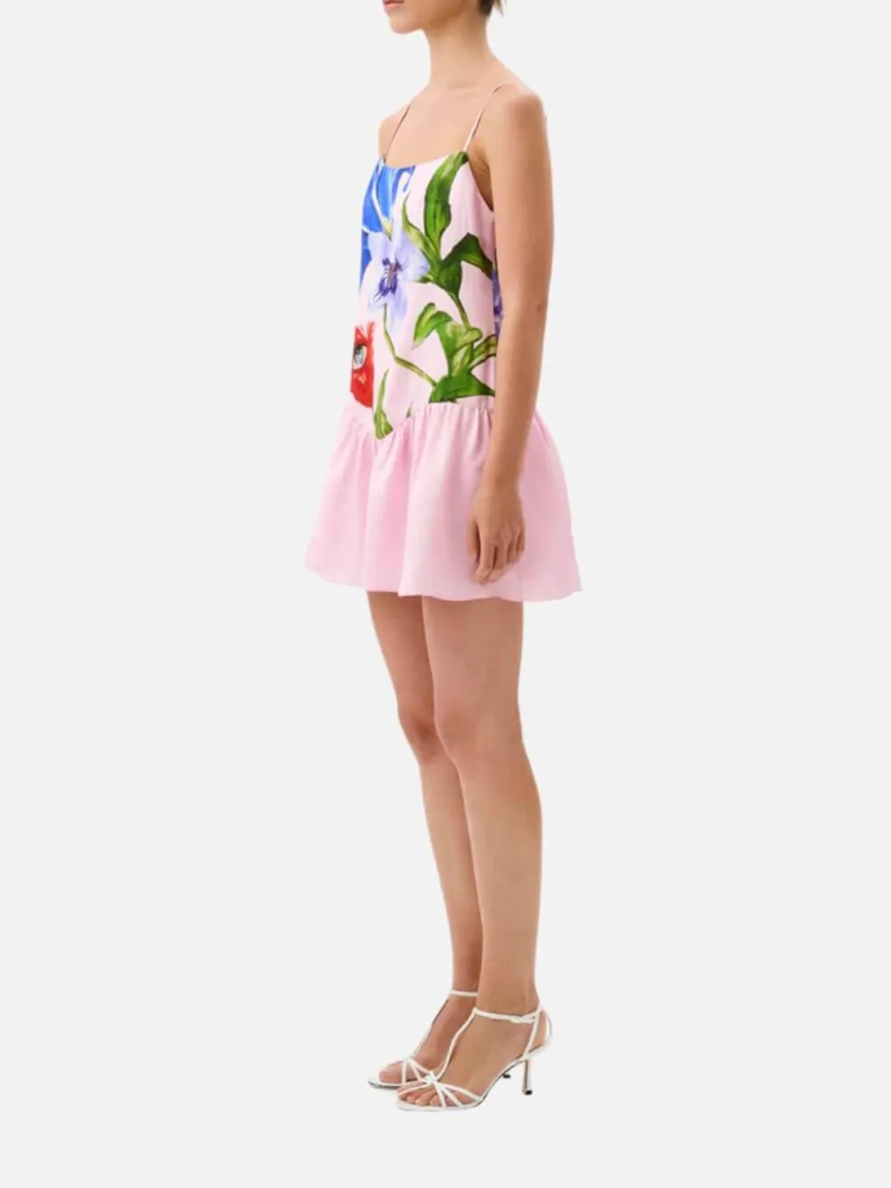 Flower Printed Spaghetti Strap Mini Dress