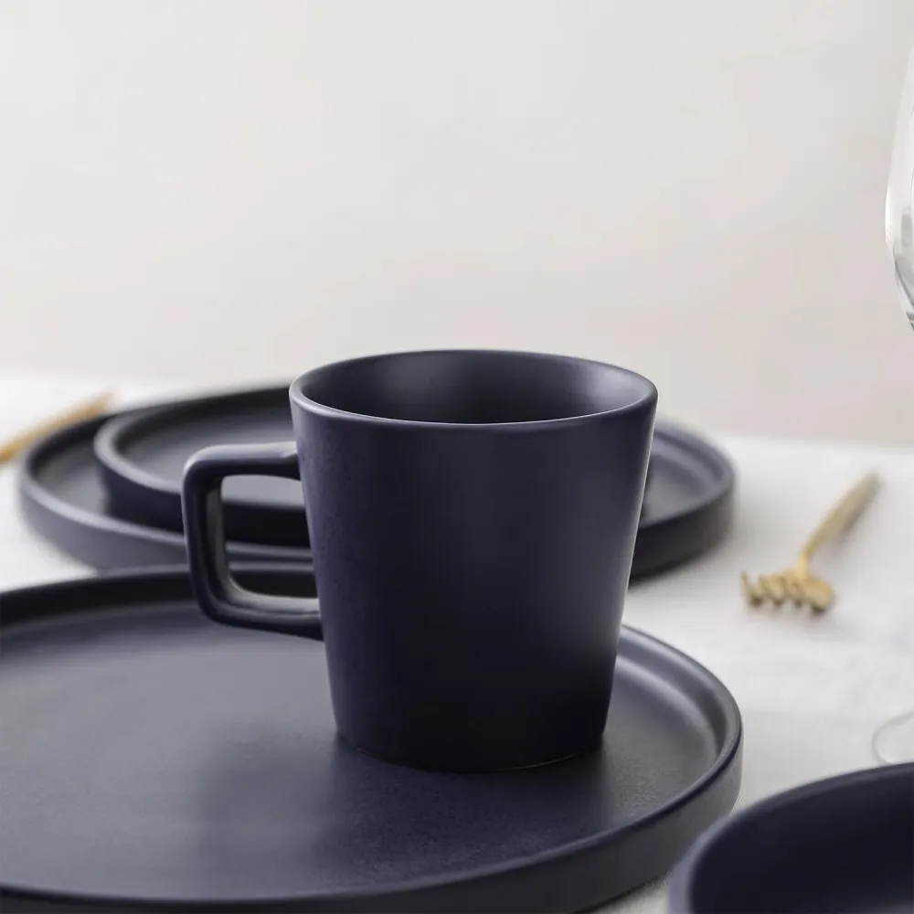 Stone Lain Coupe Dinnerware Set, Service For 8, Black Matte