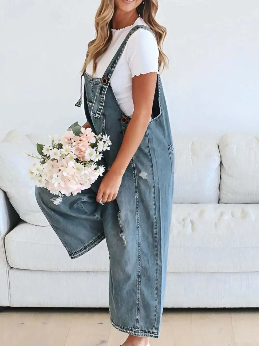 Casual Denim Wide Leg Overalls