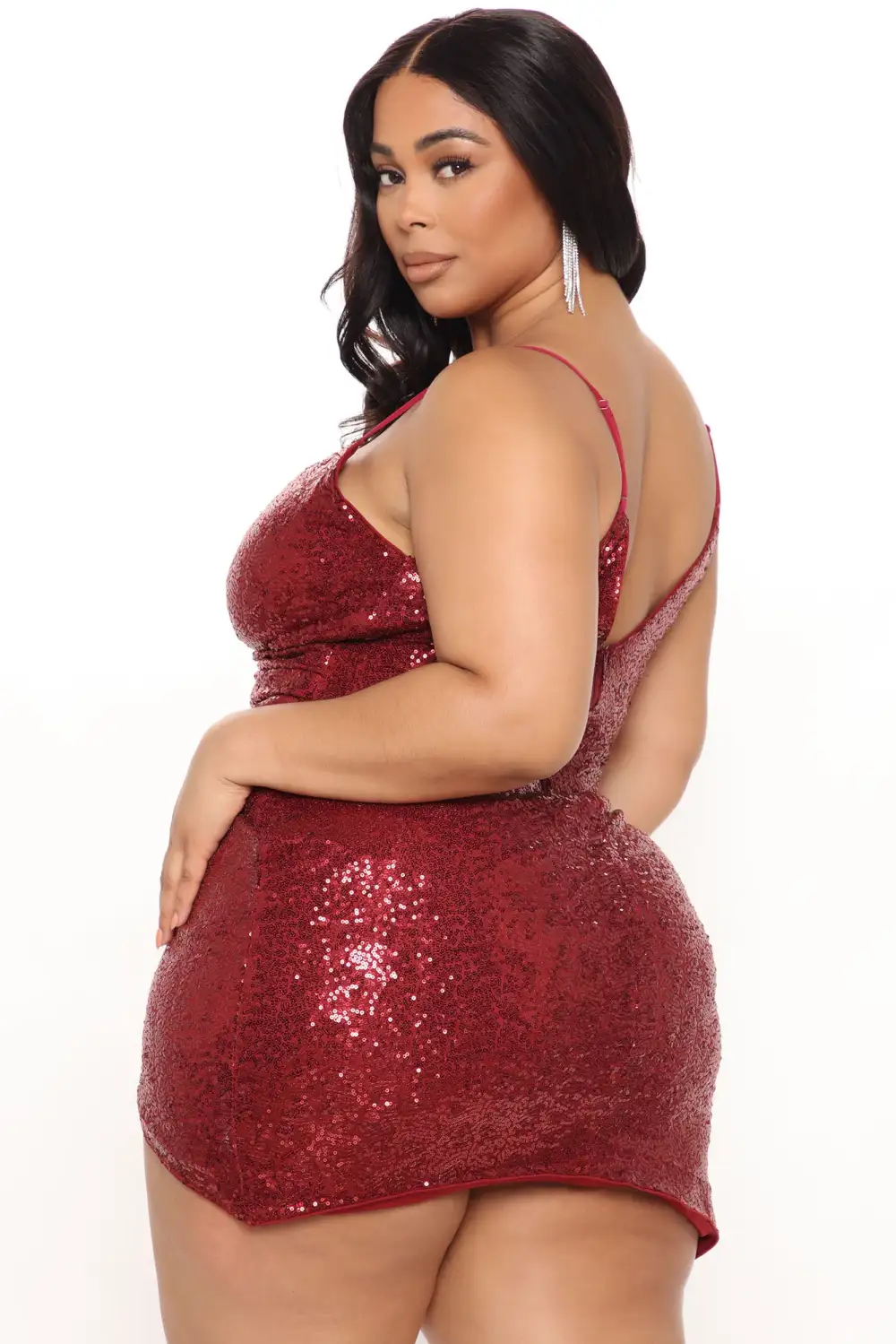 Imported Bubbly Sequin Mini Dress - Wine