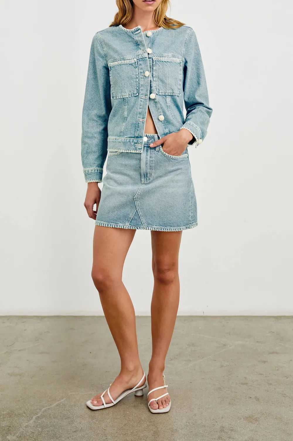 High-Waisted Figure-Hugging Mini A-Line Skirt