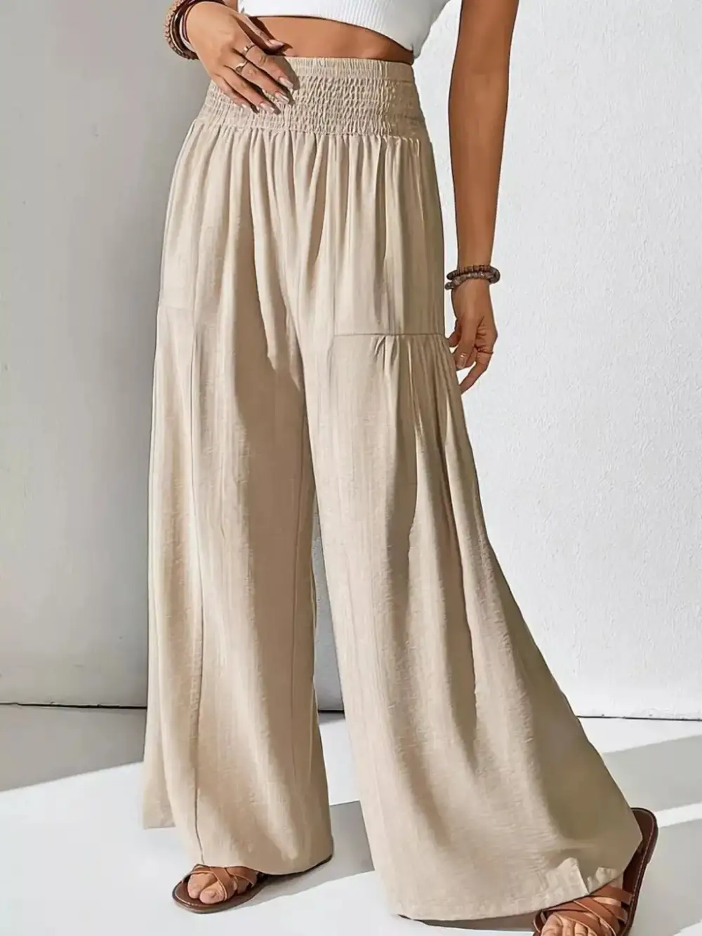 Everyday Smocked Waist Wide Leg Pants