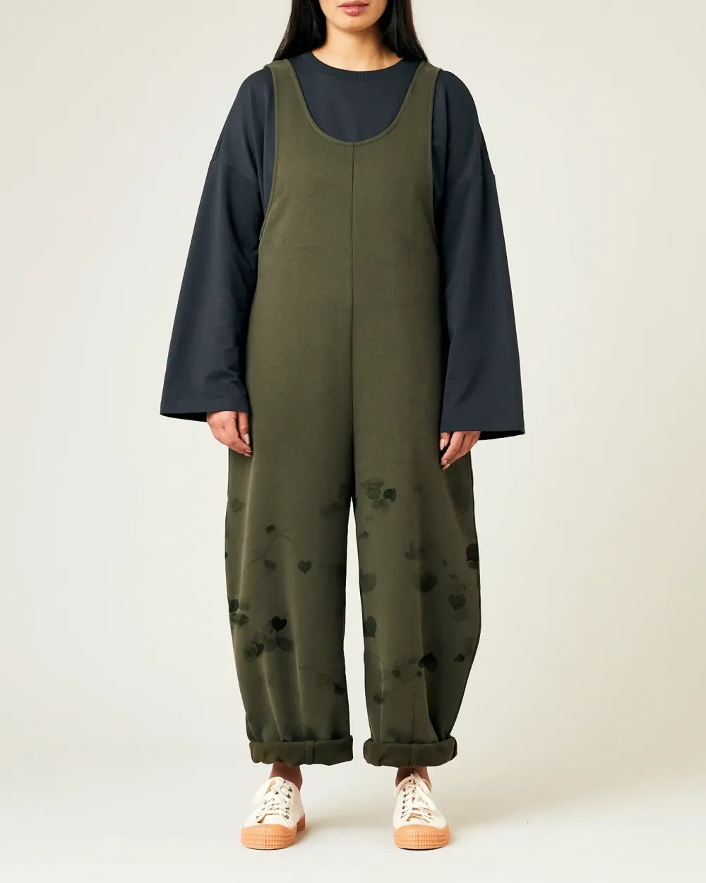 ORGANIC COTTON JERSEY JUMPSUIT - OLIVE