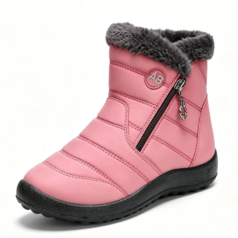 Women's Cotton Shoes Winter Boots PU Long Tube Plush Lined Thick Warm High-Top Snow Boots