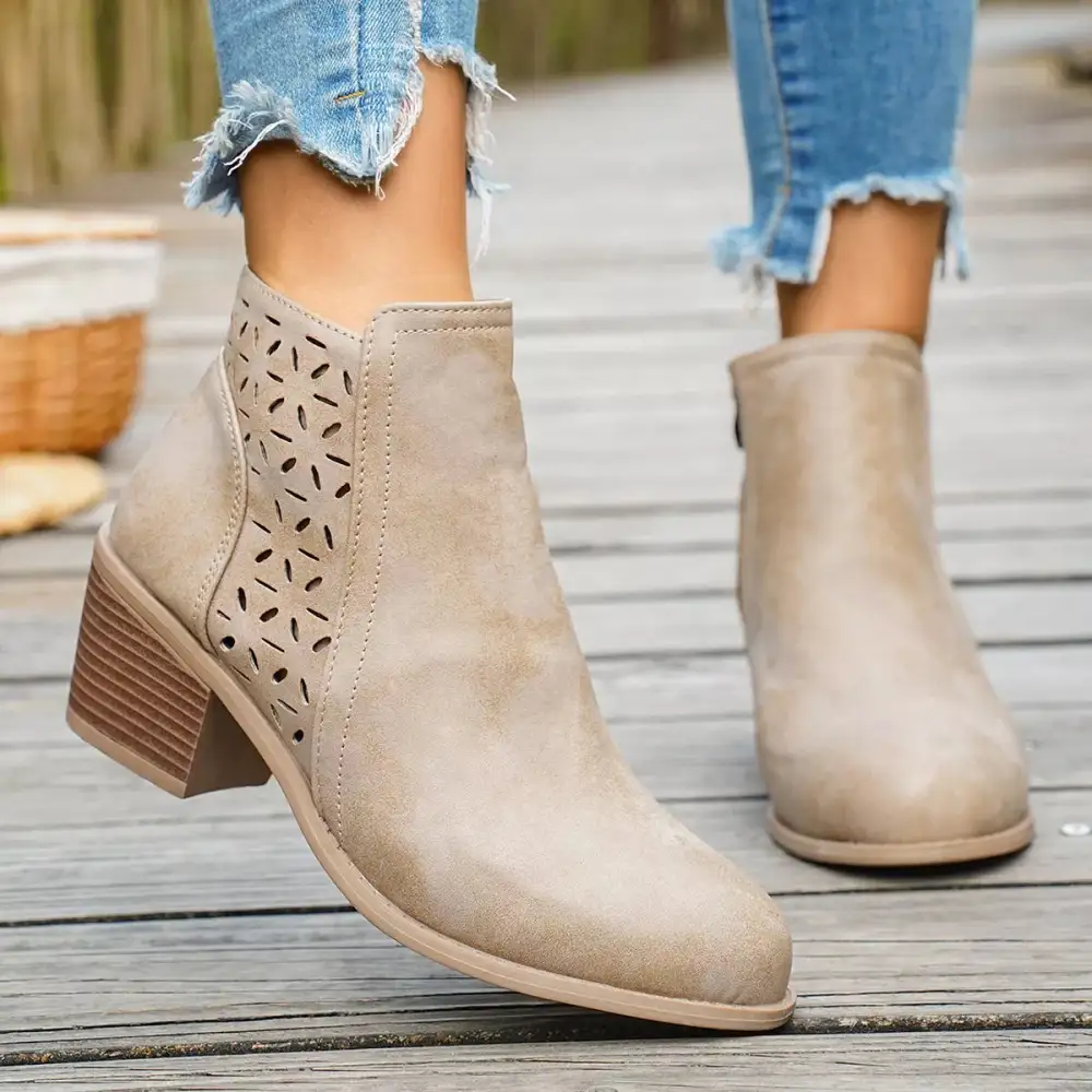 Refined Round Toe Block Heel Boots