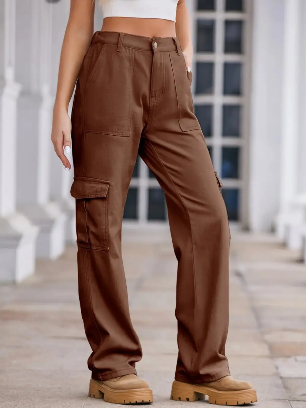 High Waist Cargo Jeans