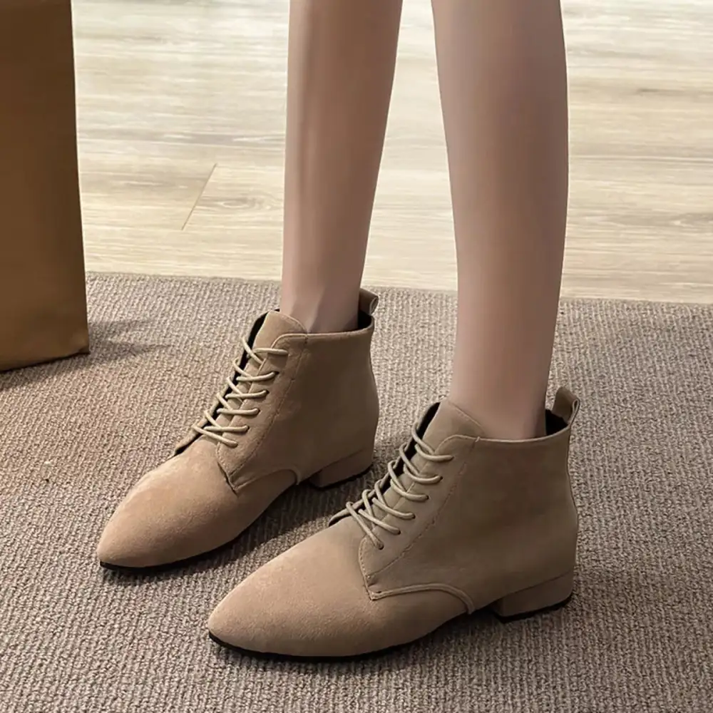 Refined Pointed Toe Block Heel Boots