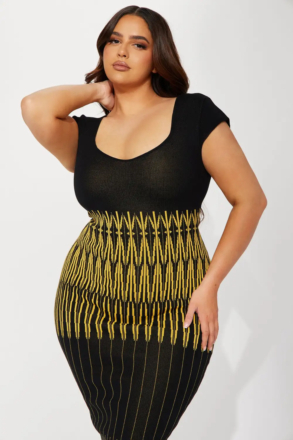Mikayla Printed Midi Dress - Black/combo