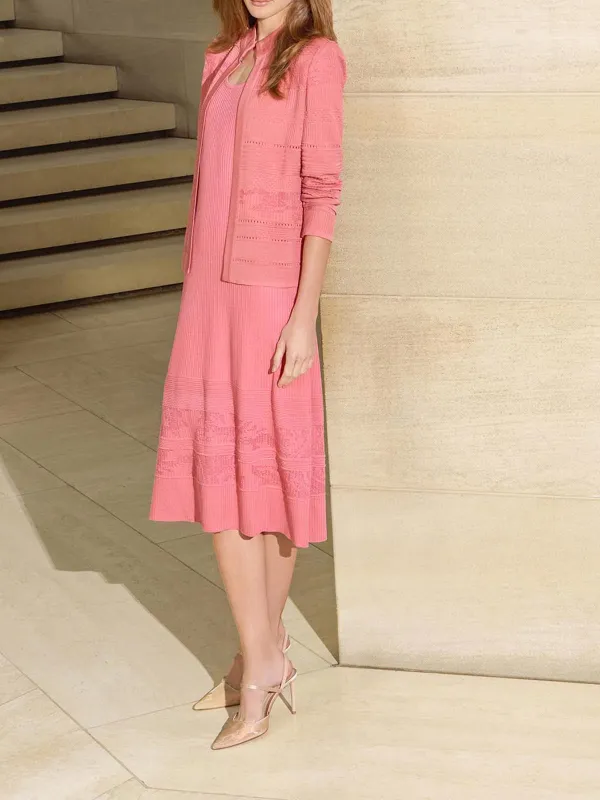 Round Neck Solid Color Knitted Dress