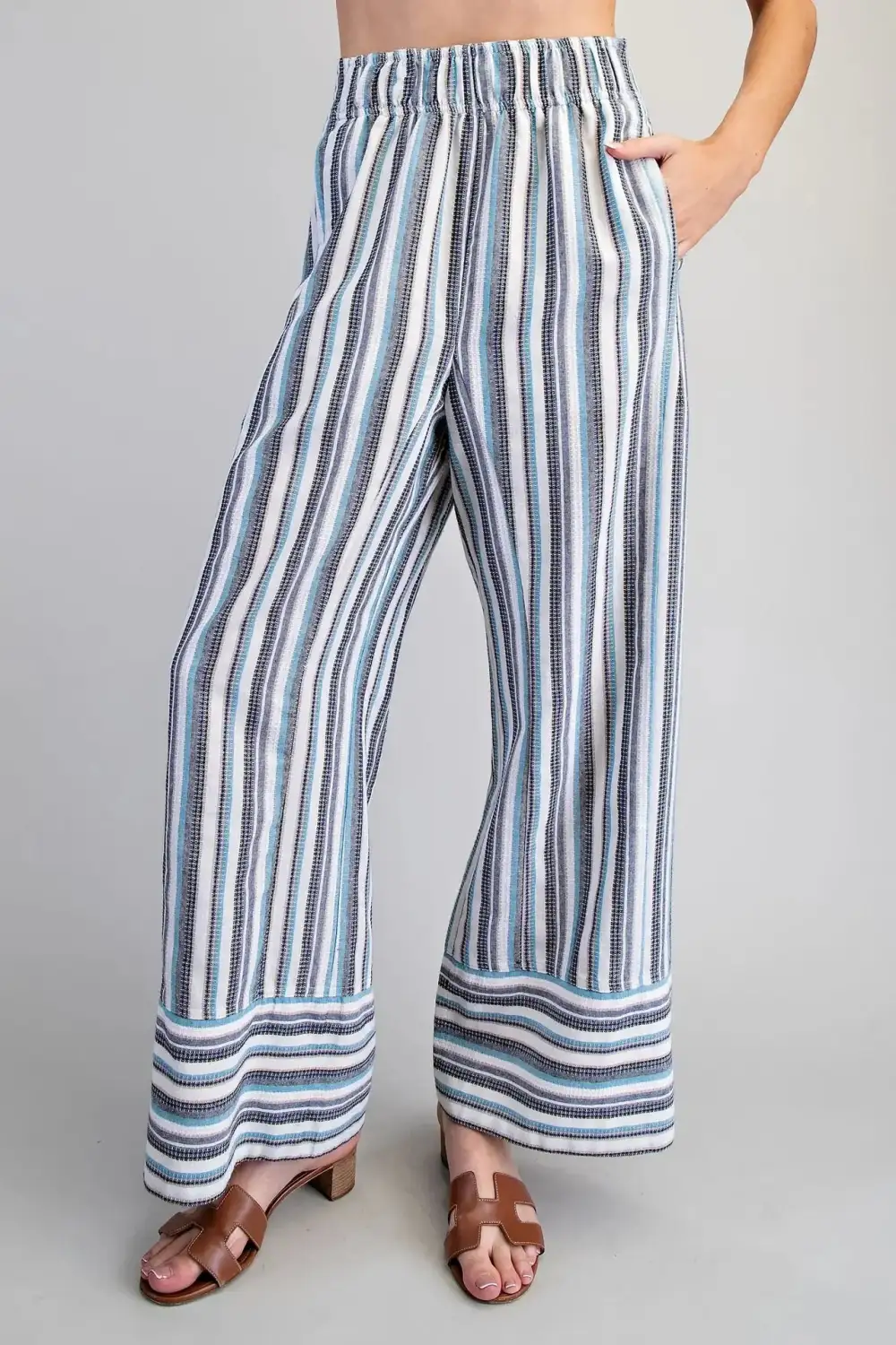 Casual Striped Pull On Pants