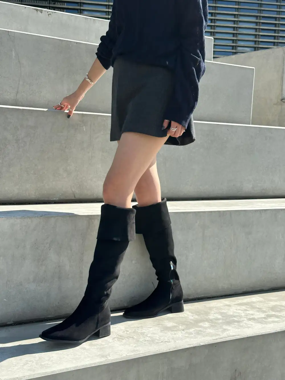 Faux Suede Knee High Boots