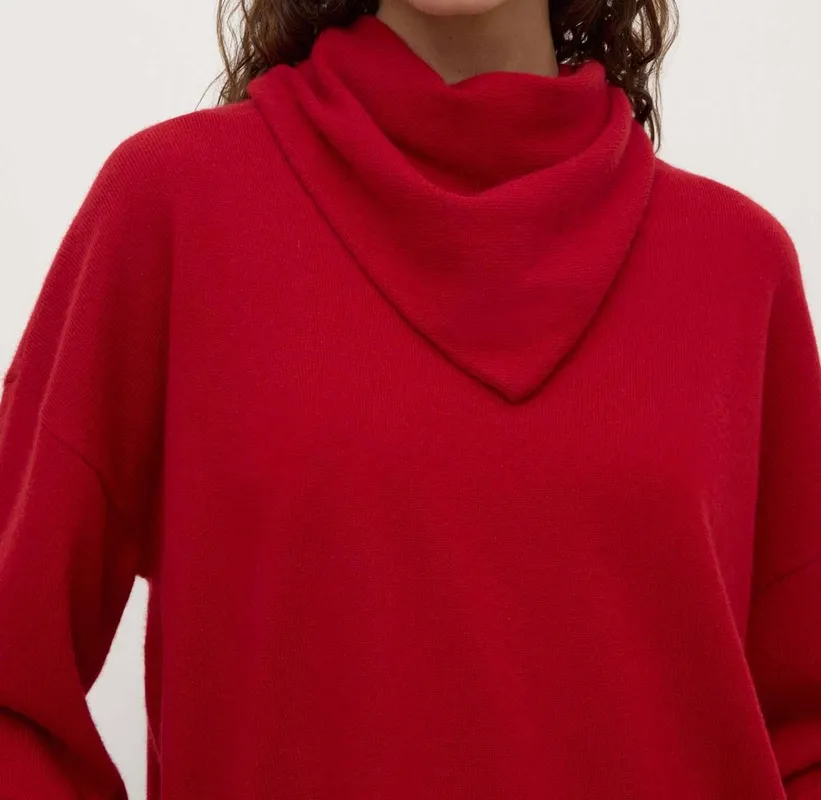 Red Cashmere Triangle Scarf