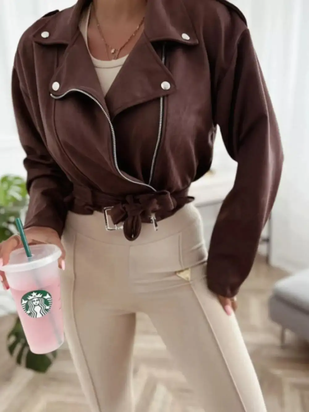 Zip Up Cropped Jacket Comfortable Layering Top