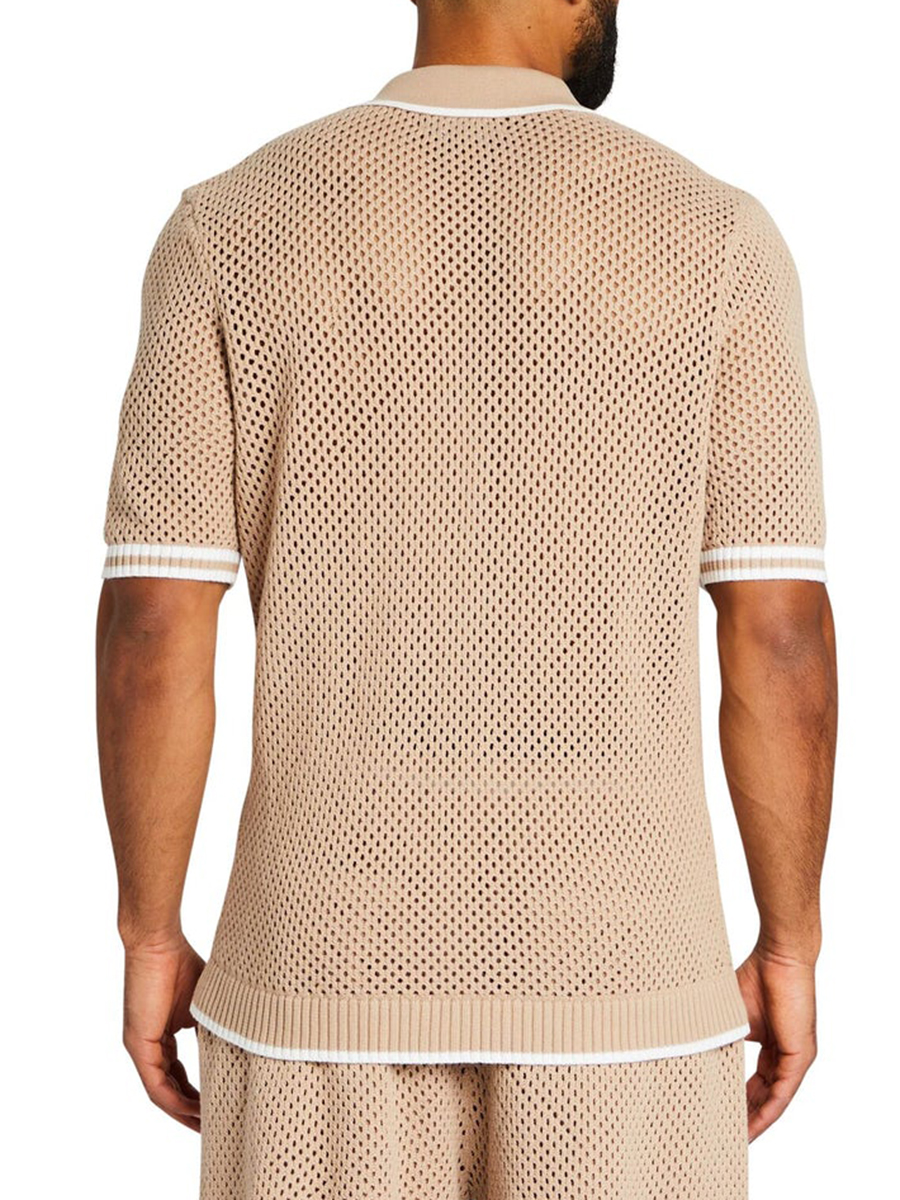 OVERSIZED BOXY CROCHET KNIT POLO