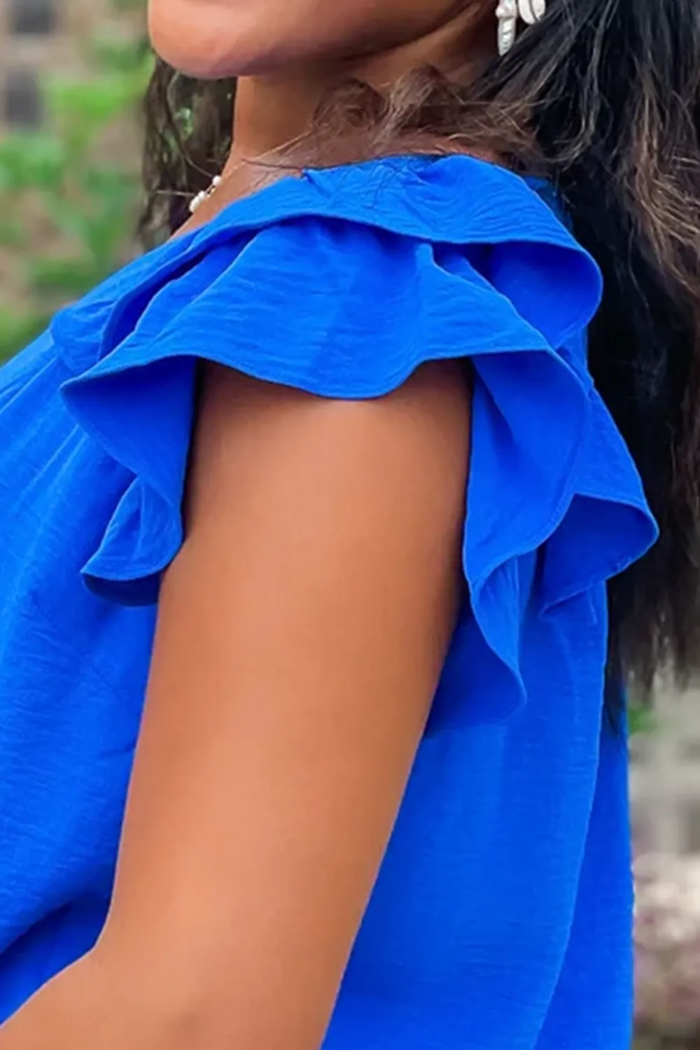 Blue V-Neck Top
