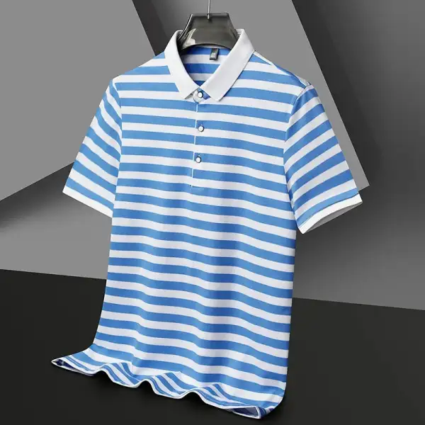 Striped Cotton Collar Polo