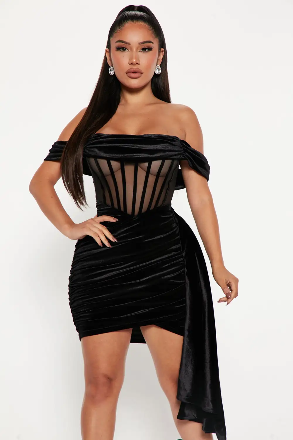 Sincerely Yours Velvet Midi Dress - Black