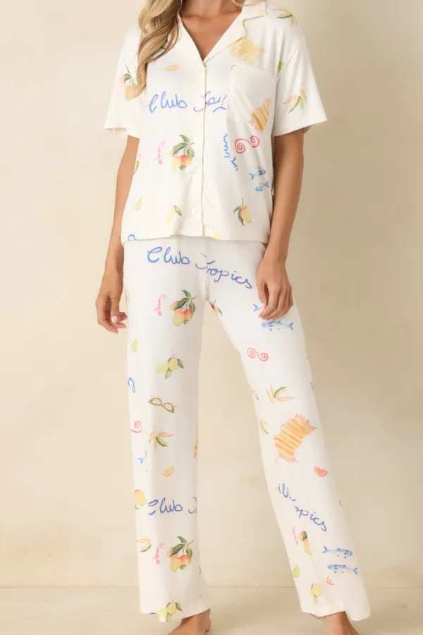 Vanilla Tropical Print Pants