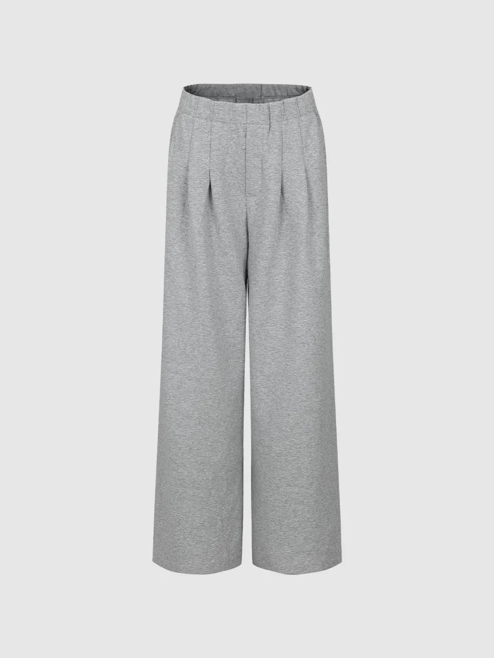 Ladies' Grey Wide-Waisted Casual Style Wide-Leg Trousers