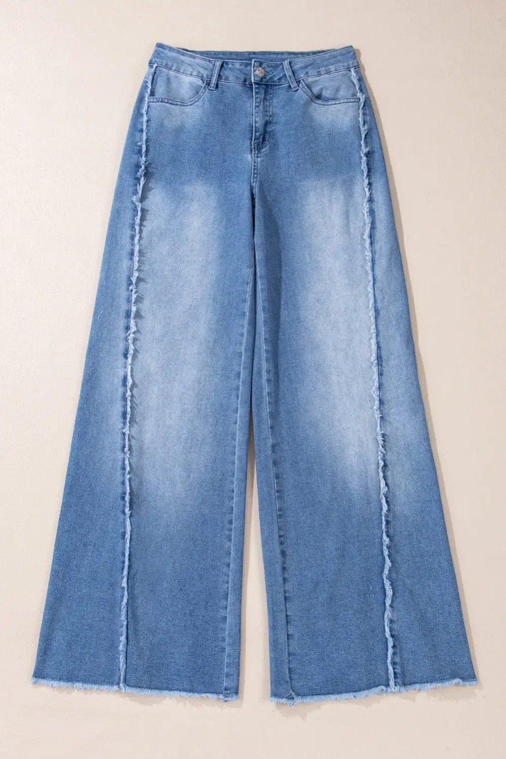 Vintage Stitching Raw Hem Flared Jeans