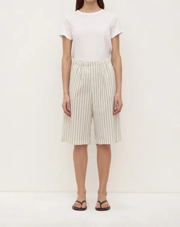Cream & Smoke Striped Cotton Short