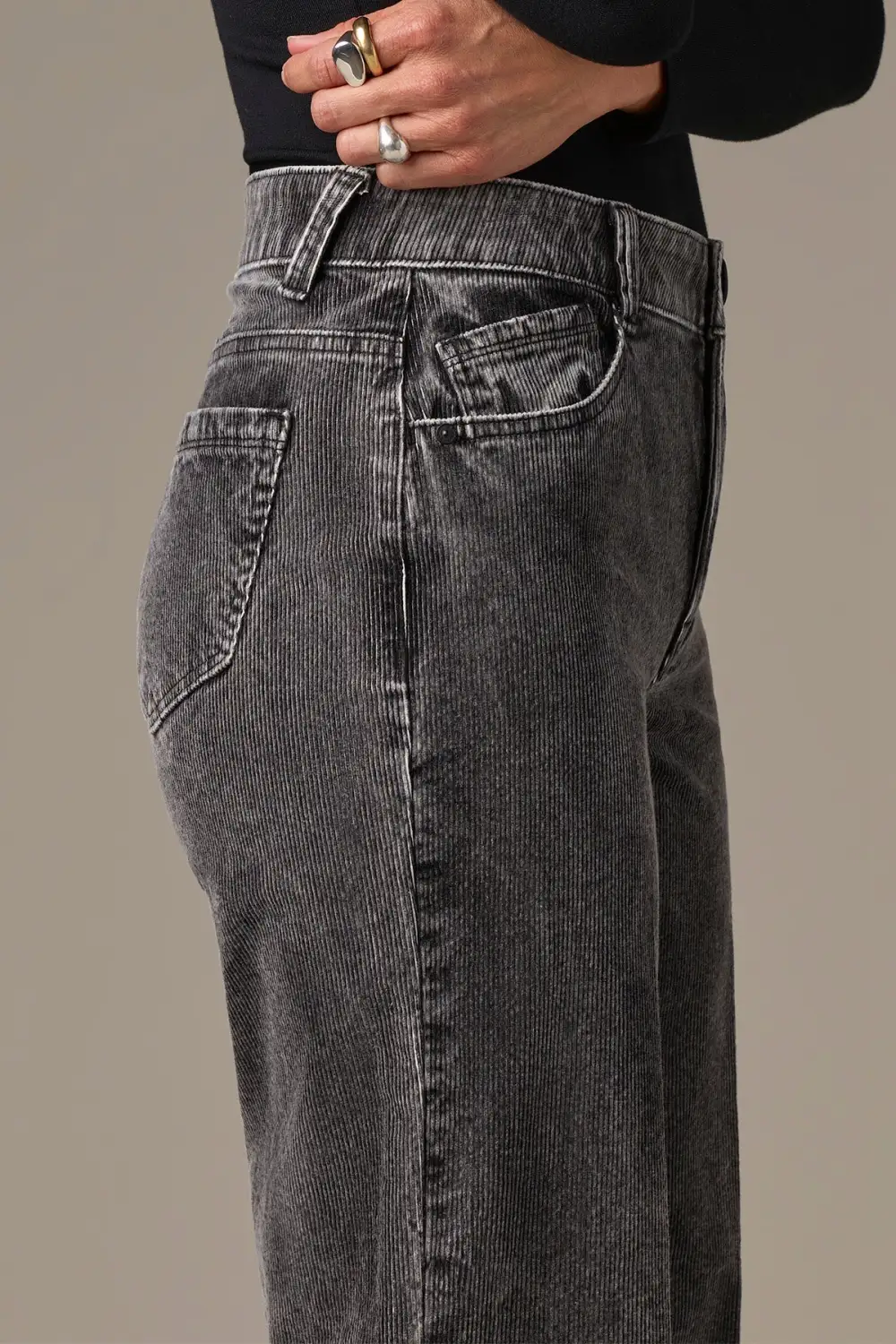 High Rise Wide Leg Pants Washed