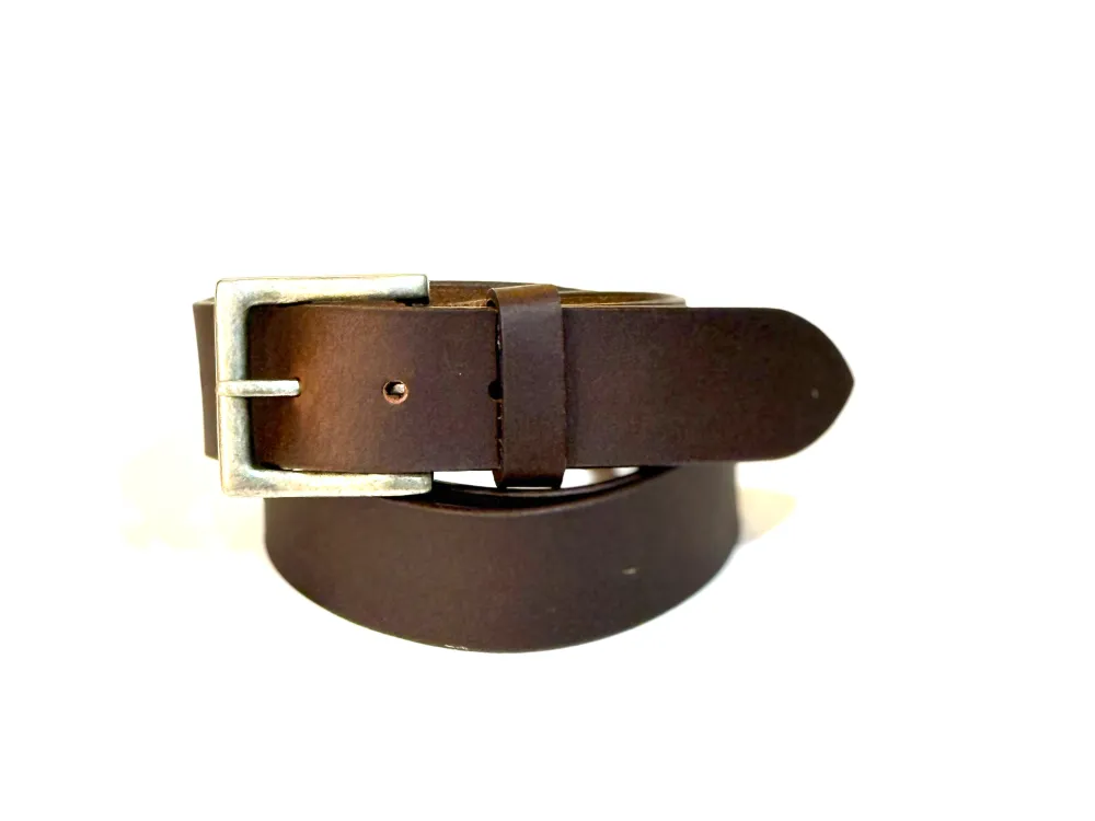 Polished Buckle Jeans Leather Belt