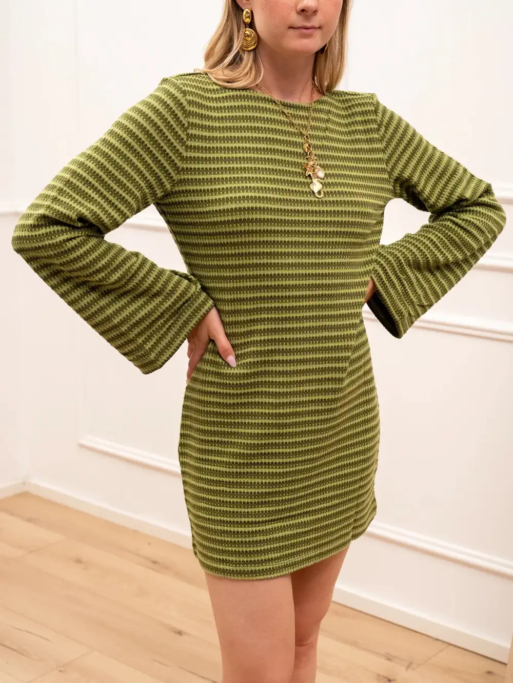 Mini Long Sleeve Crochet Dress