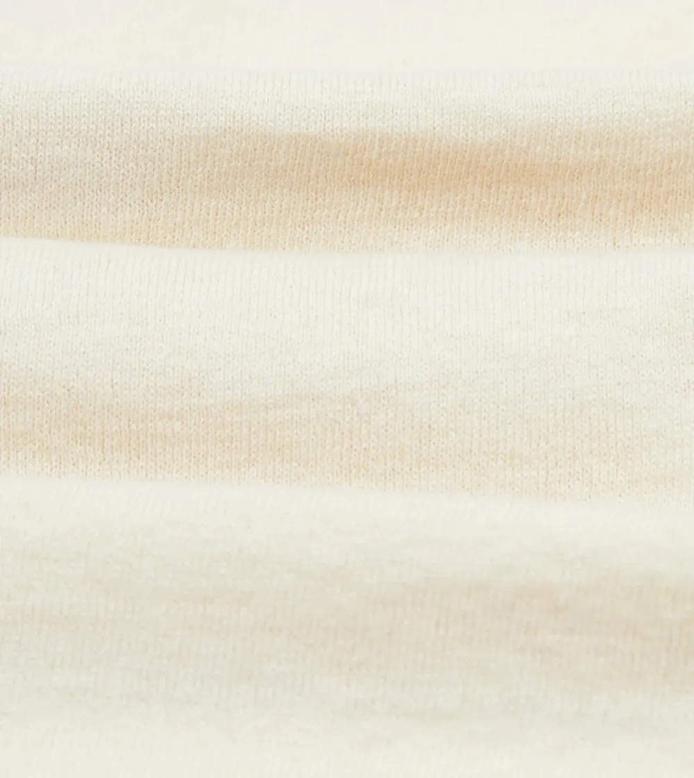 Ecru Knitted Linen-Cotton Short-Sleeve Polo Shirt Lapel