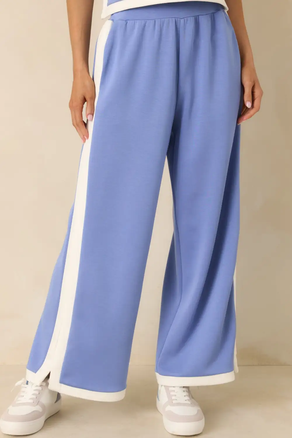 Periwinkle Contrast Trim Knit Pants