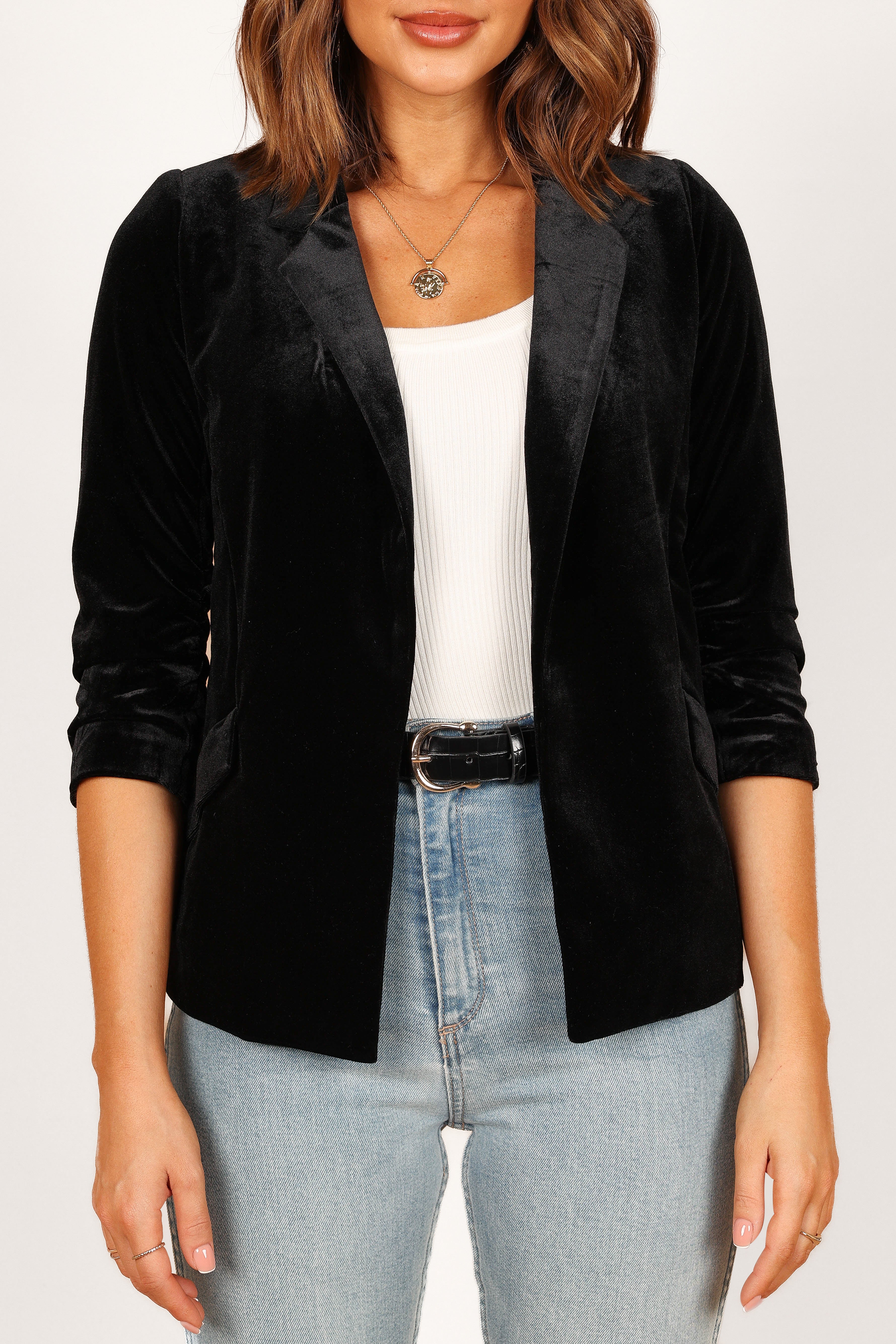 Vera Velvet Blazer - Black