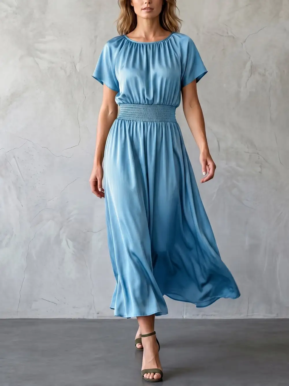 Batwing Sleeves Neck Maxi Dress