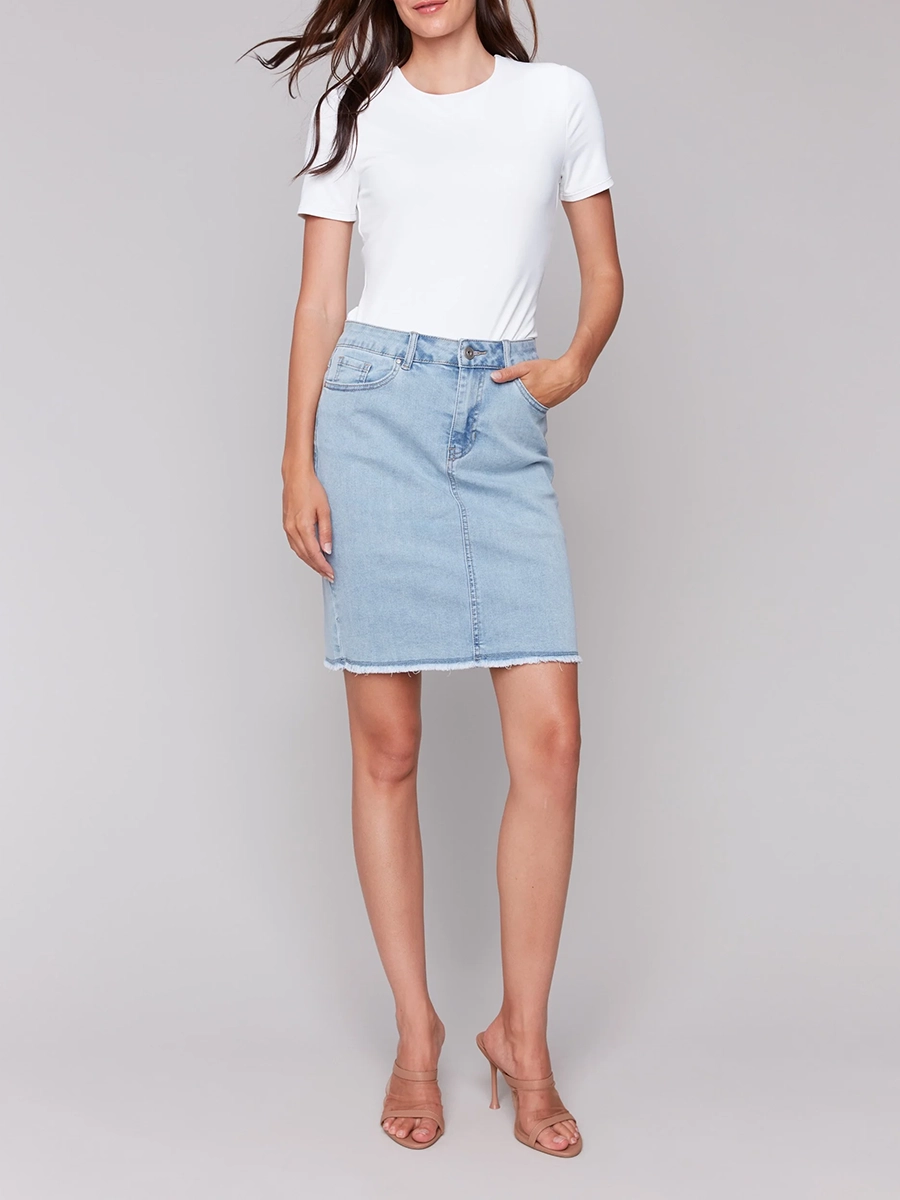 Stretch Slim Fit Basic Denim Skirt