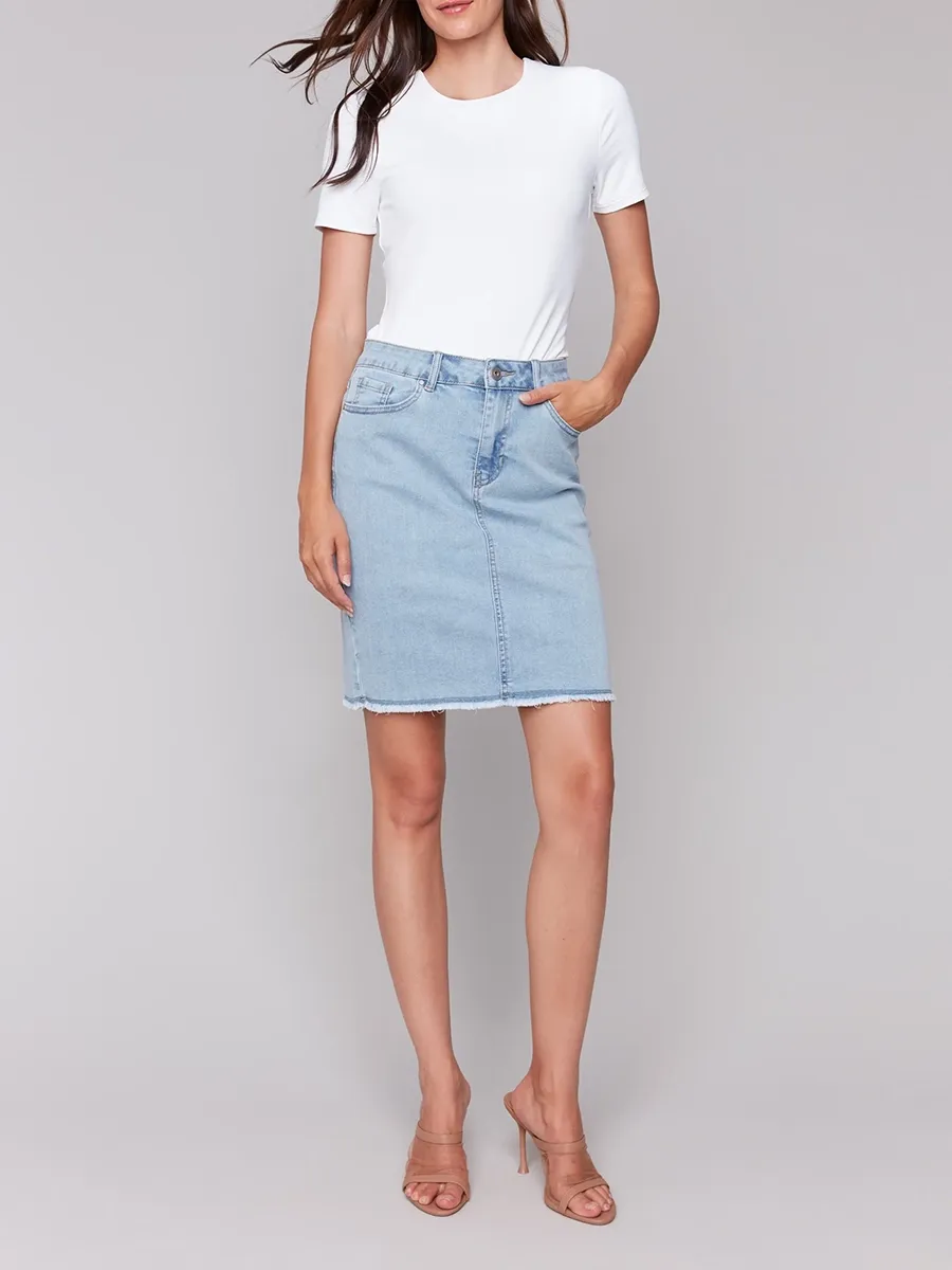 Stretch Slim Fit Basic Denim Skirt