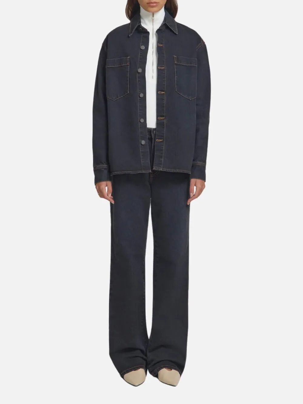 Washed Button Up Denim Shirt