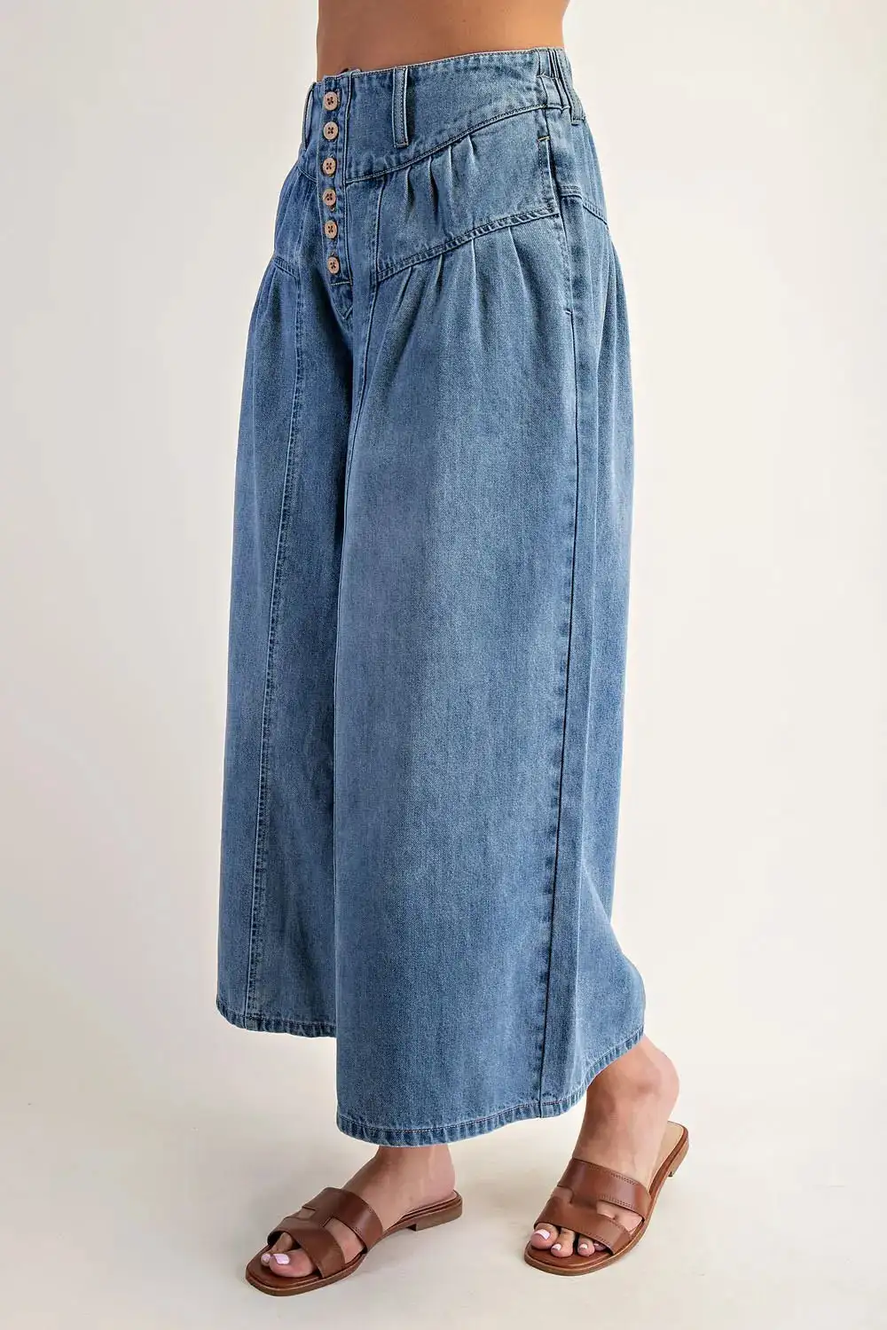 Easy Denim Culotte Pants