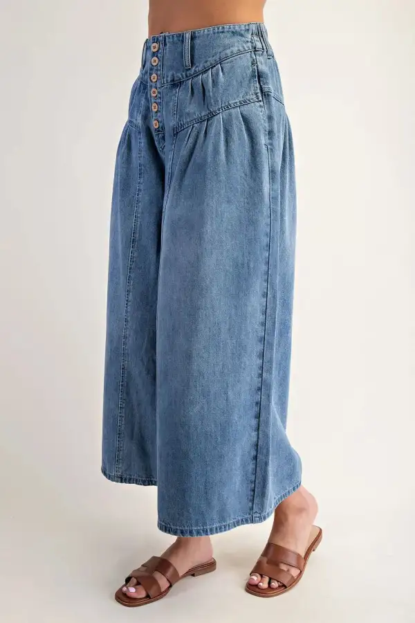 Easy Denim Culotte Pants