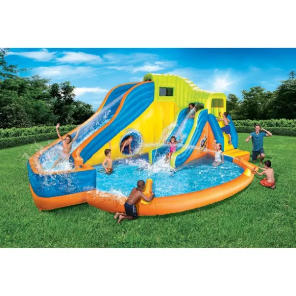 Twist Kids Inflatable Outdoor Water Park Pool Slides & Cannons