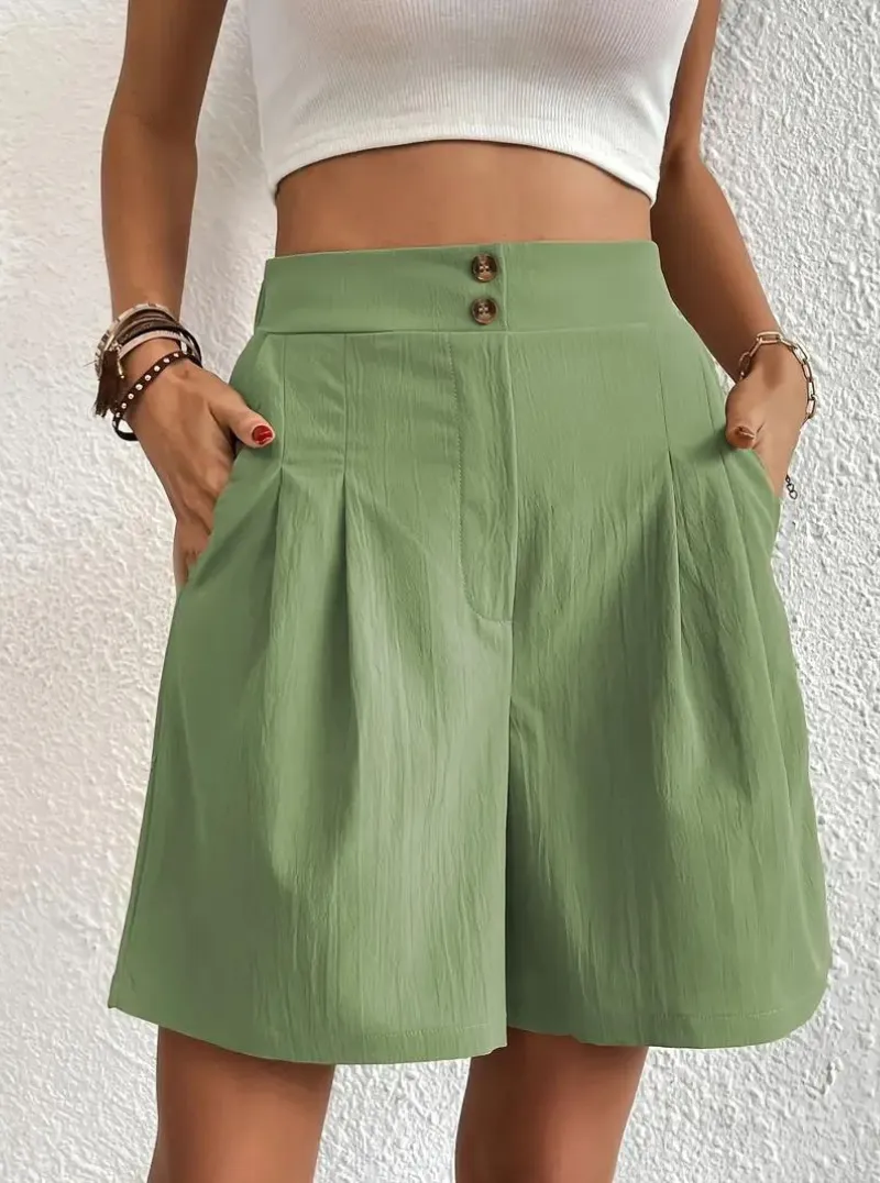 High Waisted Pleated Shorts