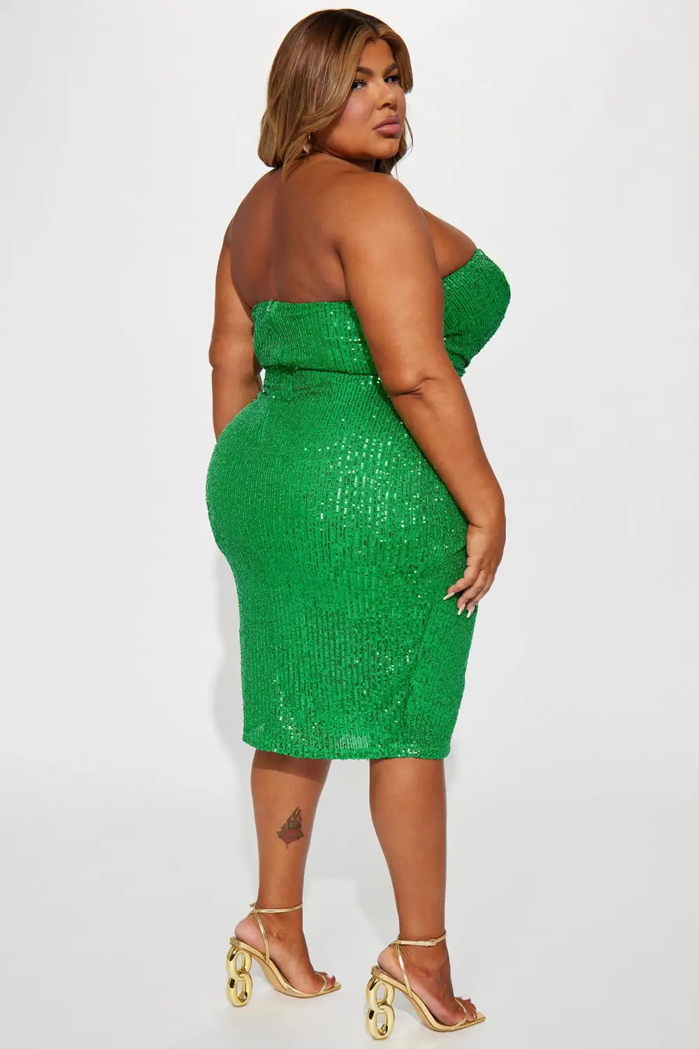 Zeta Sequin Midi Dress - Green