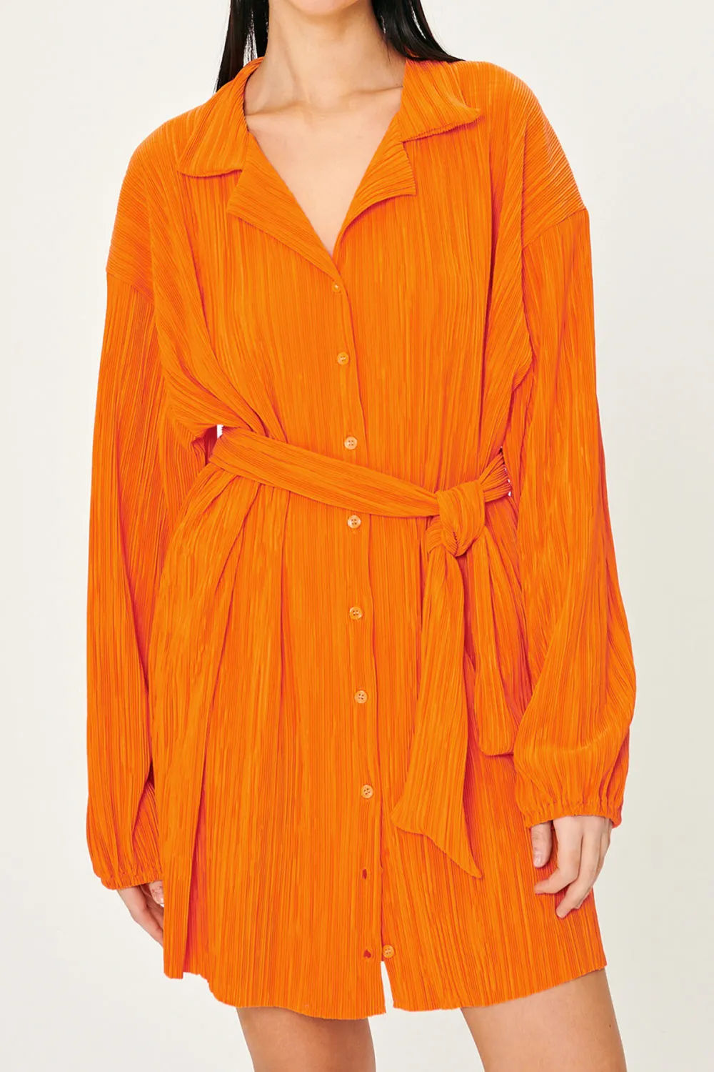 Plisse Shirt Dress