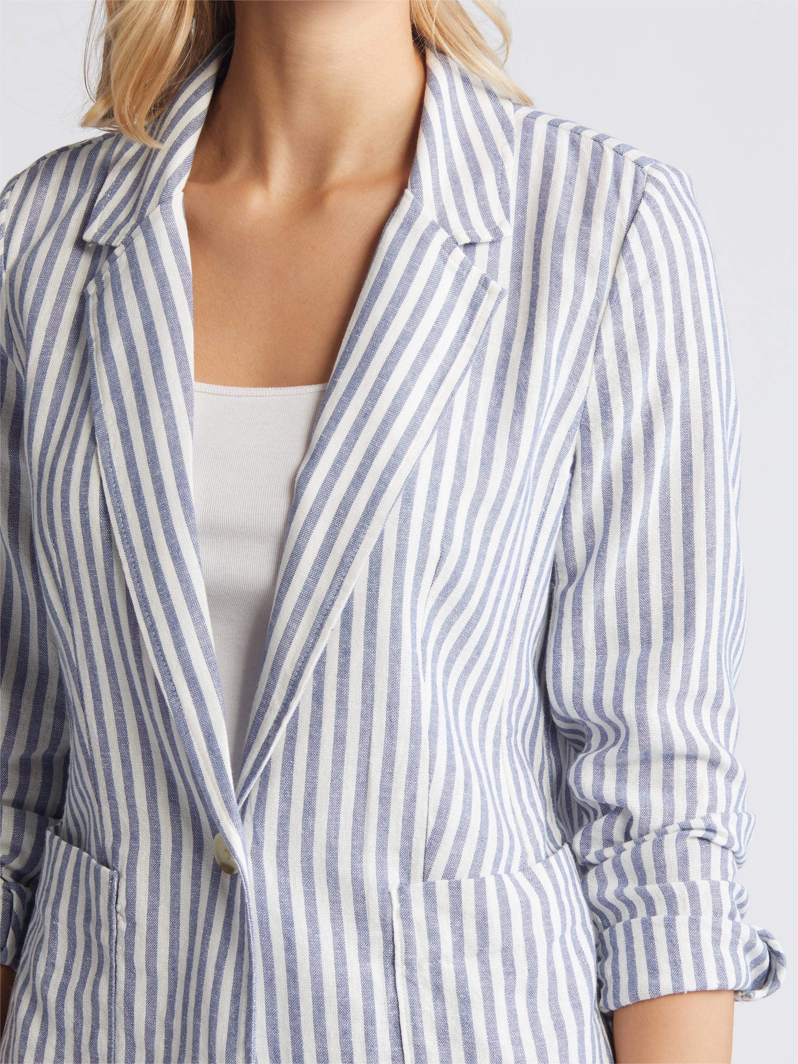 Stripe Linen Blend Blazer