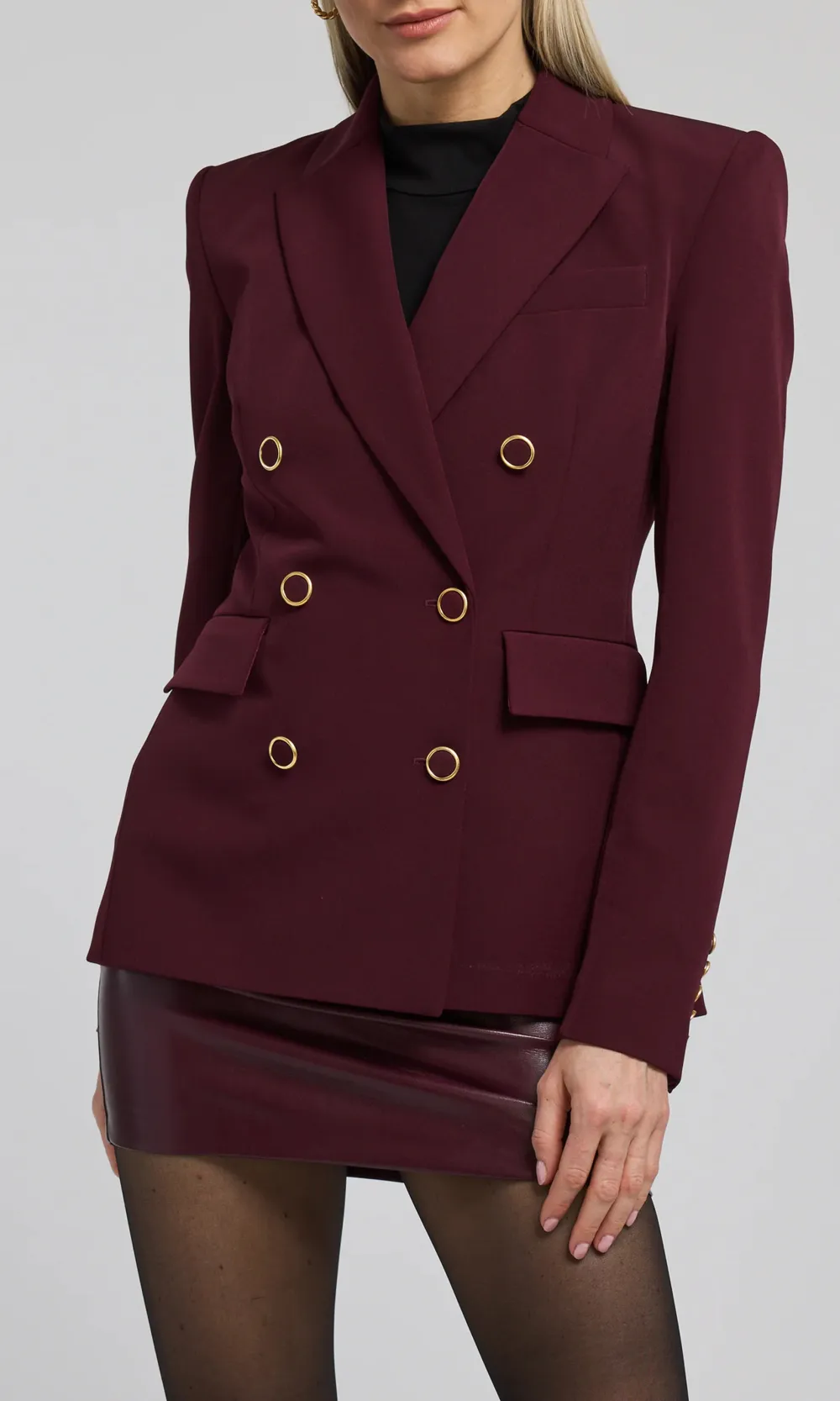 Liver-Red Vegan Leather Skirt