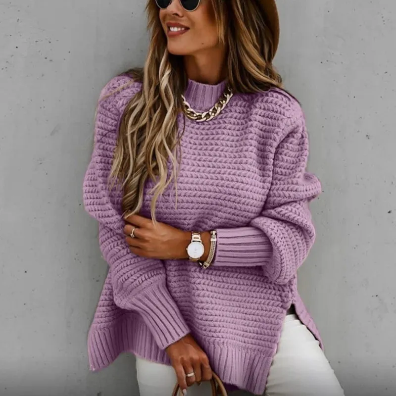 Casual Solid Color Knitted Sweater